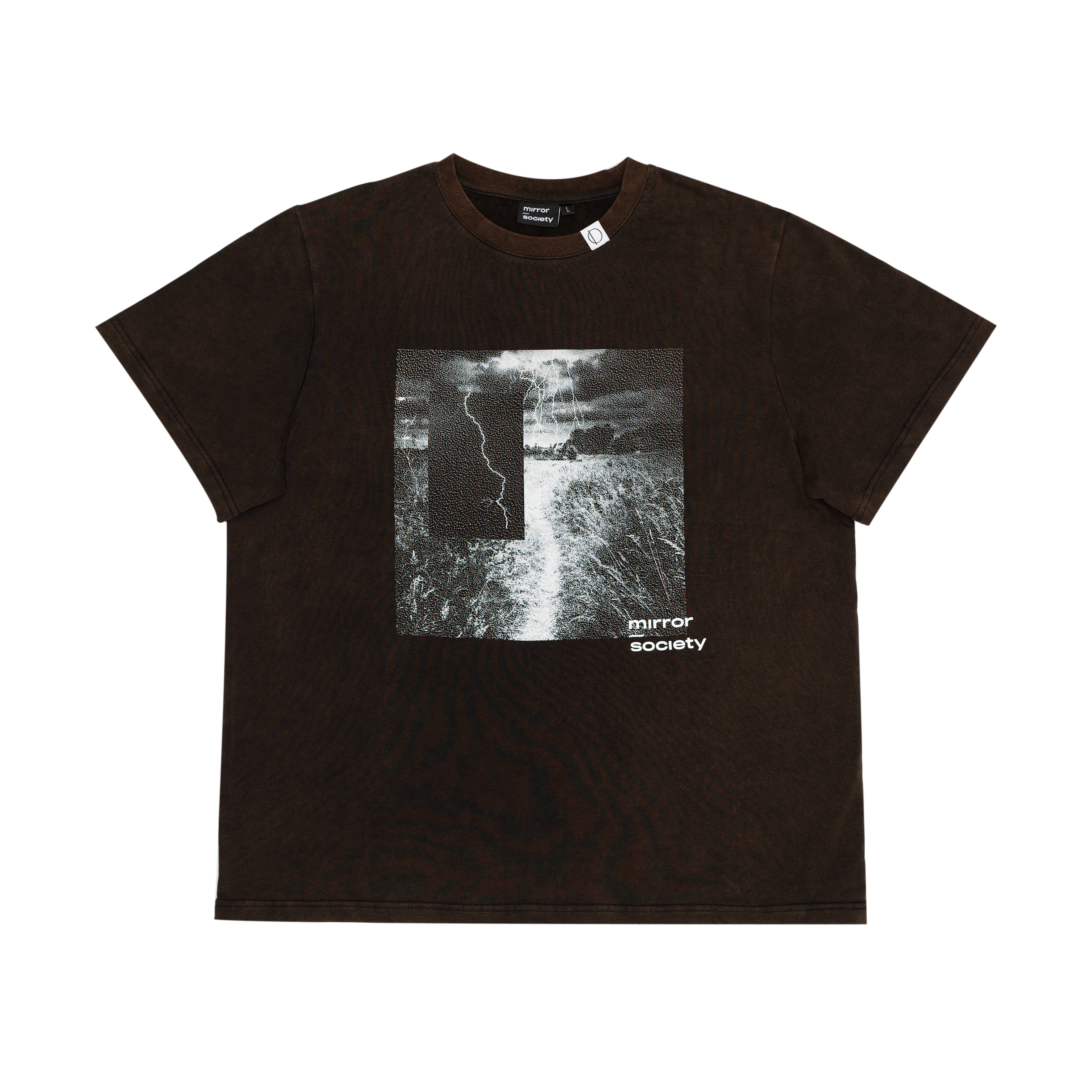 mirror society graphic brown tee